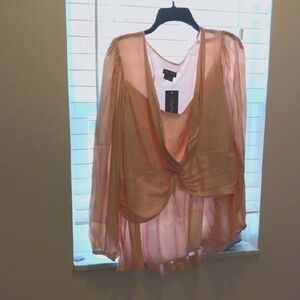 City Chic Twisted Love Sheer.Light Rose quartz Color Size M/18 100% Polyester.